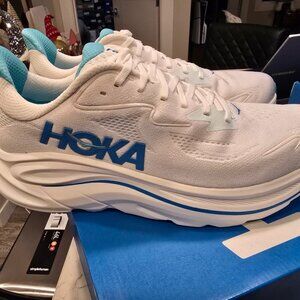 Hoka One Mens Clifton 10 Road Running Shoes - white / skyward blue Men's Size 10